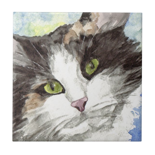 Carreau Aquarelle de chat (Devant)