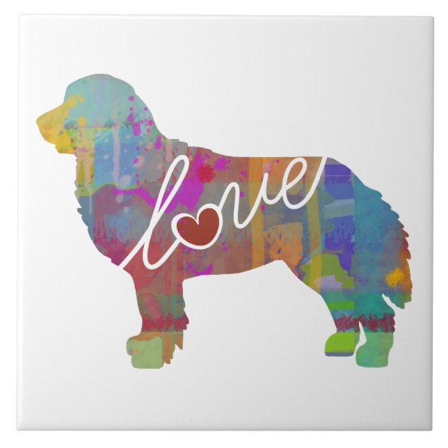 Carreau Aquarelle de chien de montagne de Bernese (Devant)