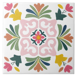 Carreau Aquarelle de jardin folklorique
