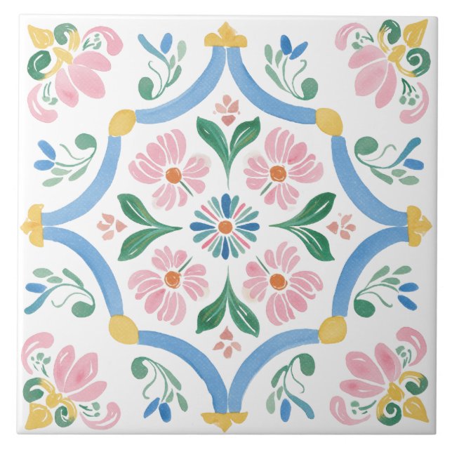 Carreau Aquarelle de jardin folklorique (Devant)