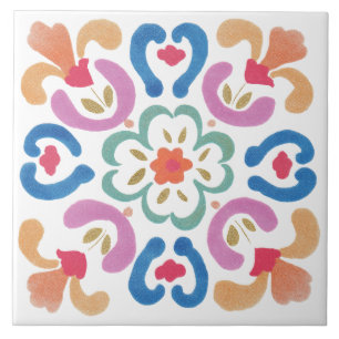 Carreau Aquarelle de jardin folklorique