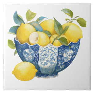 Carreau Aquarelle de la côte amalfitaine Citron méditerran