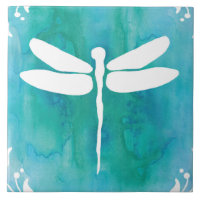 Aquarelle de libellule blanche Aqua Blue Dragonlie