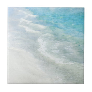 Carreau Aquarelle de plage - Vagues bleues claires Turquoi
