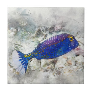 Carreau Aquarelle de poisson tropical hawaïen - Poisson-t