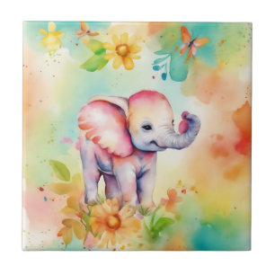 Carreau Aquarelle d'éléphant doux