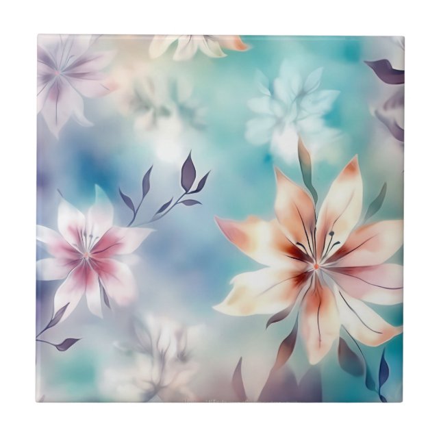 Carreau Aquarelle des fleurs éthérées (Devant)