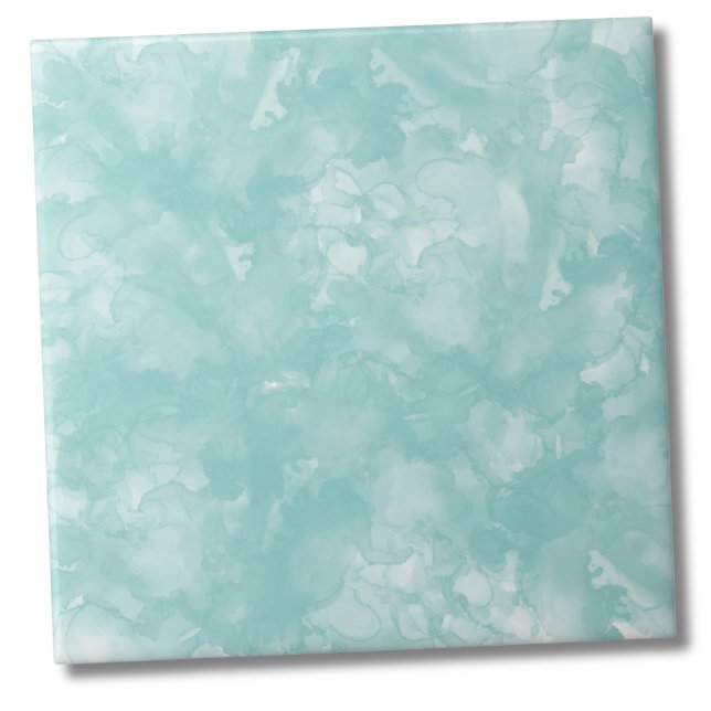 Carreau Aquarelle design Turquoise bleu (Simple Watercolor Monogram Turquoise Teal Blue Ceramic Tile)