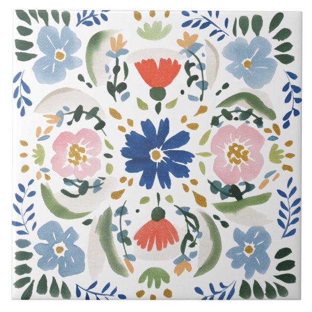 Carreau Aquarelle du jardin folklorique (Devant)