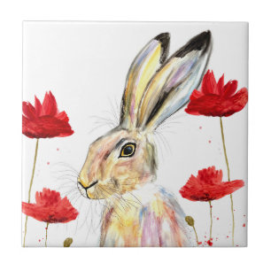 Carreau Aquarelle du lièvre Forêt de lapins lapins