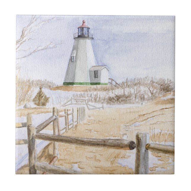 Carreau Aquarelle du phare de Plymouth (Devant)