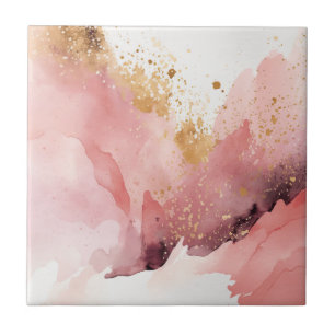 Carreau Aquarelle en marbre rose et or