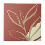 Carreau Aquarelle en terre cuite Boho<br><div class="desc">Un design moderne bohème ou boho aquarelle feuille avec des éléments artistiques abstraits simples en terre cuite et jaune.</div>