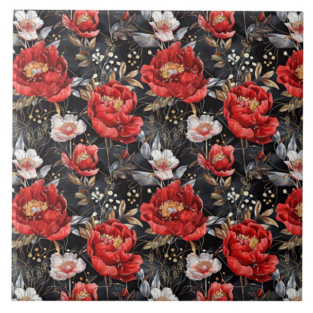 Carreau Aquarelle esquissée motif détaillé de délicieux (Devant)