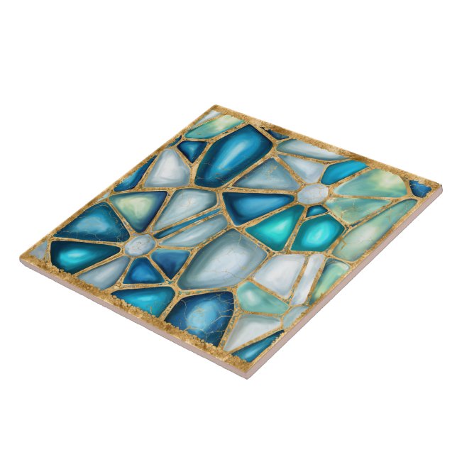 Carreau Aquarelle et cellules d'or - frontière océanique (Côté)