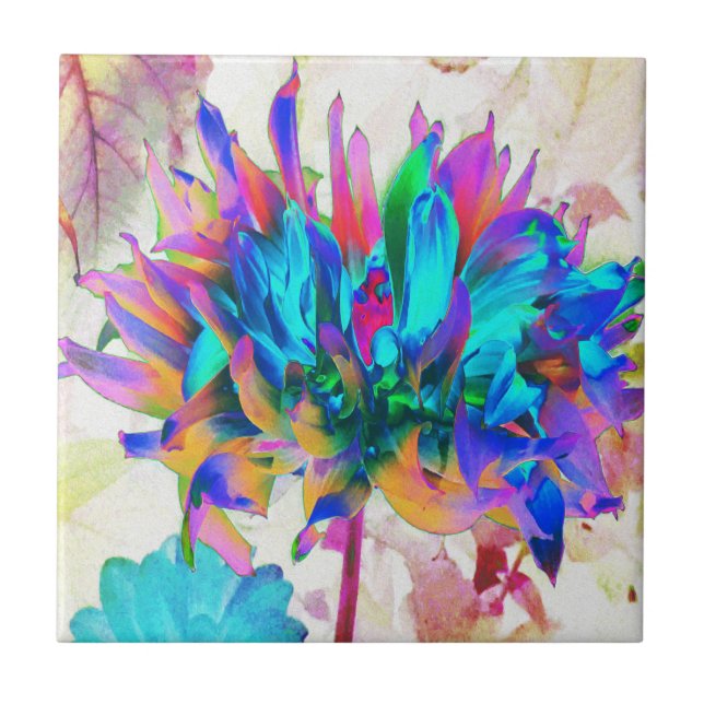 Carreau Aquarelle étonnante Rainbow Cactus Dahlia (Devant)