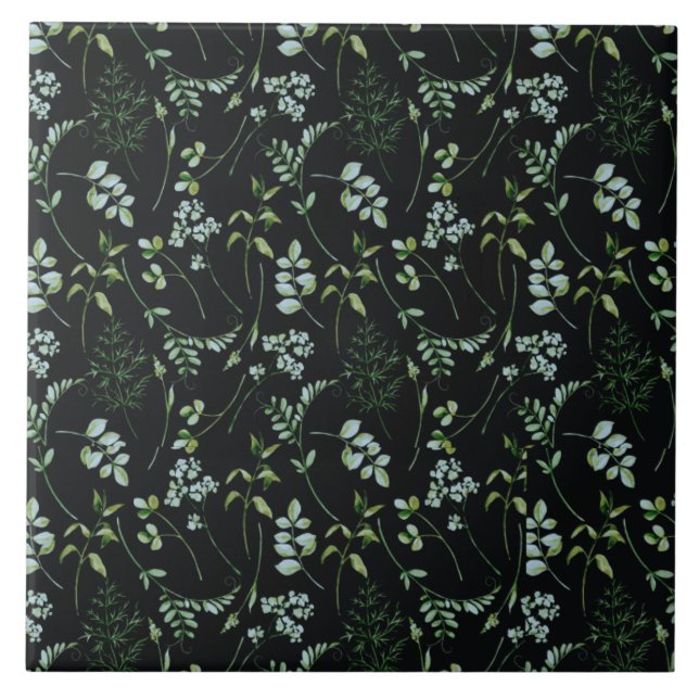 Carreau Aquarelle Eucalyptus Feuilles de verdure (Devant)