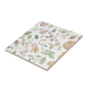 Carreau Aquarelle Feuilles Vert de la Terre