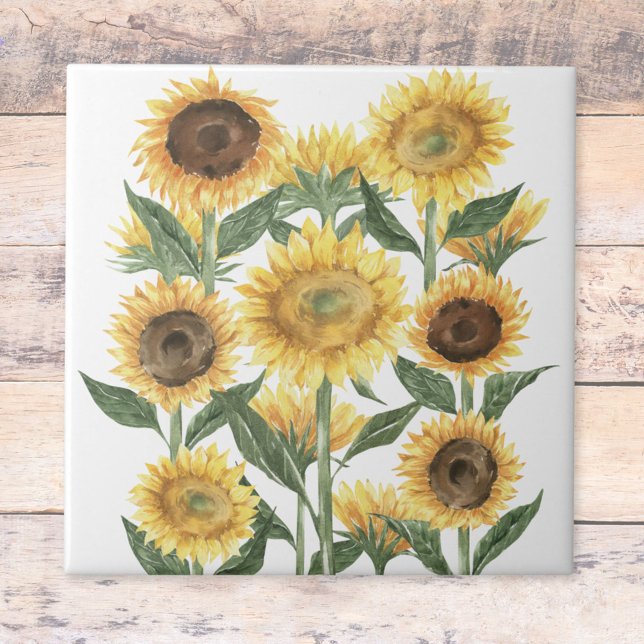 Carreau Aquarelle Fleur de tournesol jaune (Close up)
