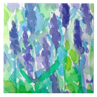 Carreau Aquarelle Fleurs Jardin de lavande
