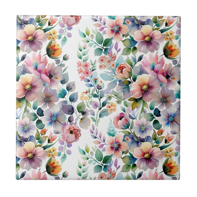 Carreau Aquarelle Floral Motif sans joint (Devant)