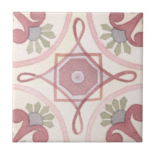 Carreau Aquarelle florale peinte à la main