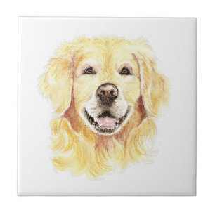 Carreau Aquarelle Golden Retriever chien animal animal ani