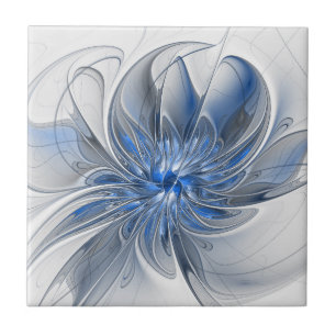 Carreau Aquarelle gris bleu Abstrait Fractal Art Flower
