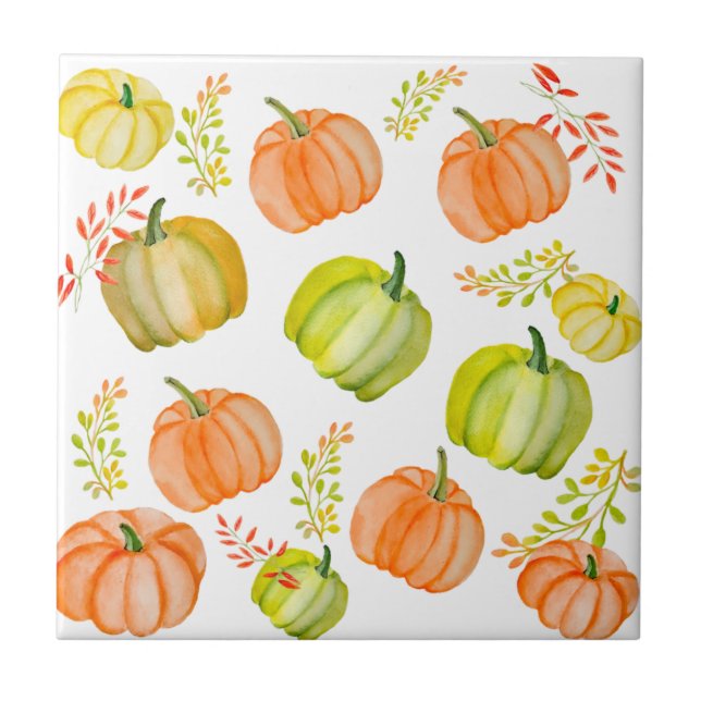 Carreau Aquarelle Halloween motif avec citrouille (Devant)