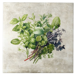 Carreau Aquarelle Herbes rustiques Faux Texture