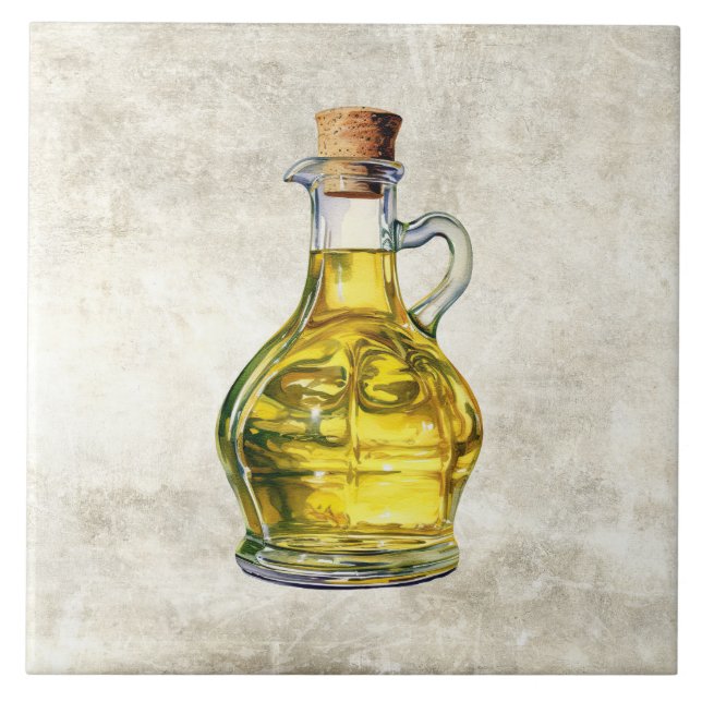 Carreau Aquarelle Huile d'olive Bouteille Faux Texture (Devant)