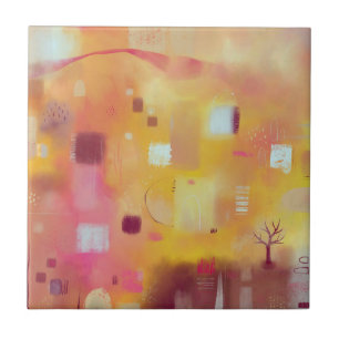 Carreau Aquarelle jaune Abstraite moderne