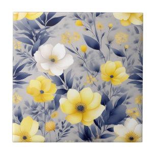 Carreau Aquarelle jaune et gris Dreamy Floral