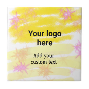 Carreau Aquarelle jaune simple ajoutez votre logo texte pe