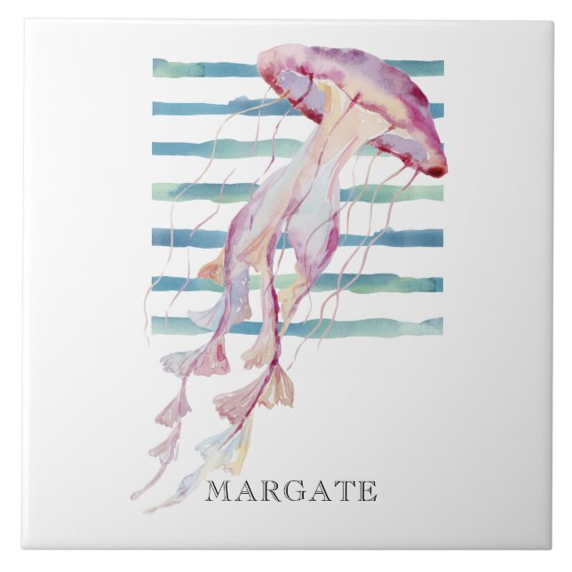 Carreau Aquarelle JELLYFISH Beach MARGATE côtière (Devant)