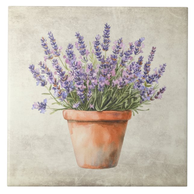 Carreau Aquarelle Lavande Rustique  (Devant)