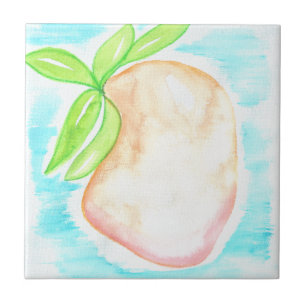 Carreau Aquarelle Mangue Peint à la Main Cuisine Tropicale