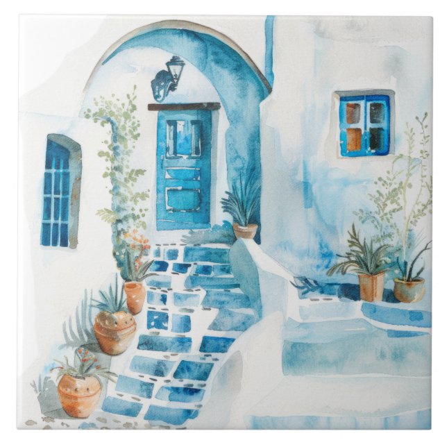 Carreau Aquarelle Méditerranée  (Devant)