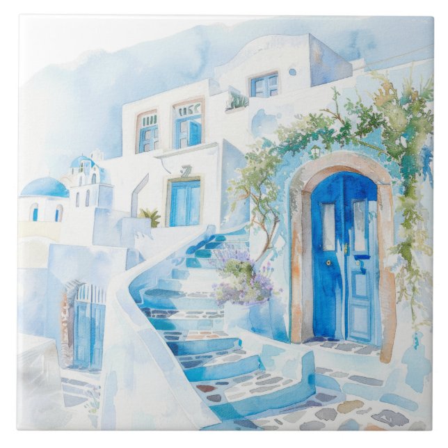 Carreau Aquarelle Méditerranée  (Devant)