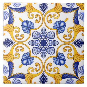 Carreau Aquarelle méditerranéenne traditionnelle d'Azulejo