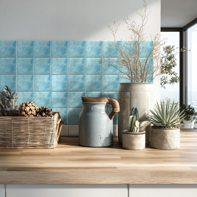 Carreau Aquarelle Moderne Bleue Côtière (Créateur téléchargé)