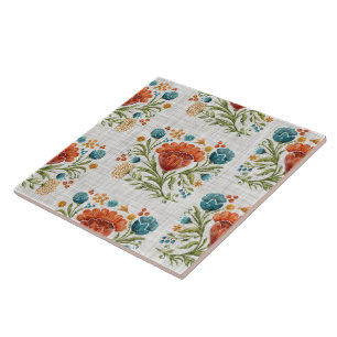 Carreau Aquarelle Moderne Fleur Motif Earthy Whimsical
