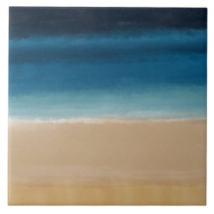 Carreau Aquarelle moderne Gold Blue Beach