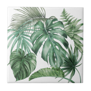 Carreau Aquarelle moderne Monstera Feuilles tropicaux