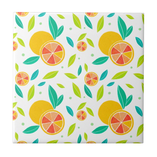 Carreau Aquarelle Motif Oranges sucrées (Devant)