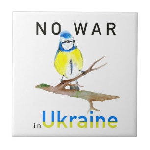 Carreau Aquarelle No war in Ukraine Papier Carré Coa