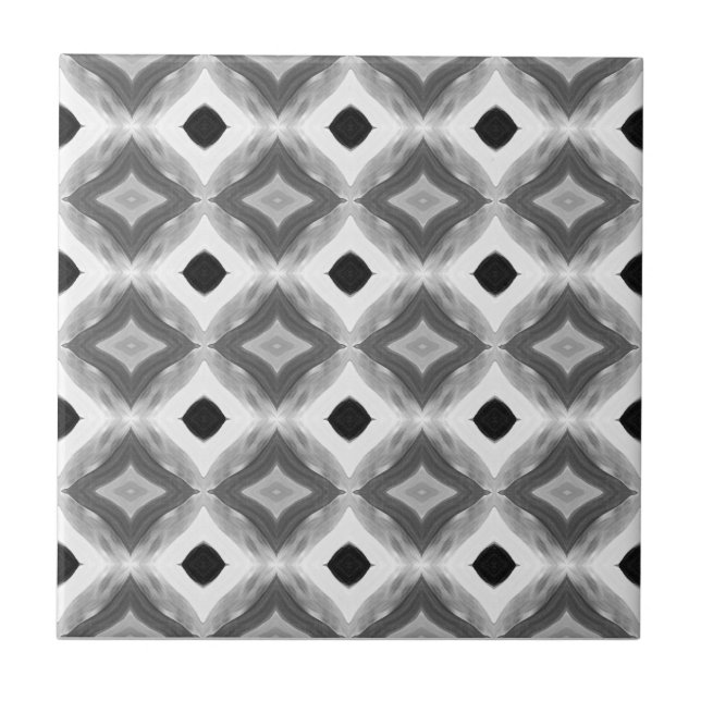 Carreau Aquarelle Noir Blanc et Gris Diamants (Devant)