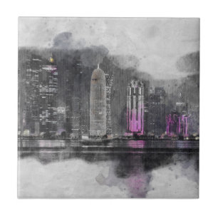 Carreau Aquarelle Nuit Qatar céramique Carrelage Décor