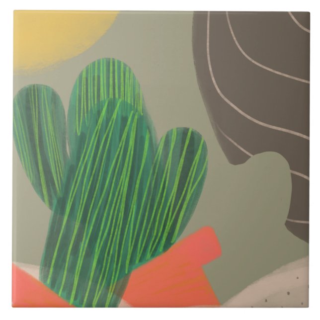 Carreau Aquarelle numérique cactus organique sombrant dése (Devant)