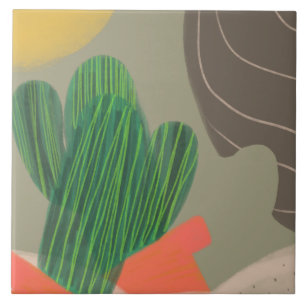 Carreau Aquarelle numérique Cactus organiques Sinking Dese